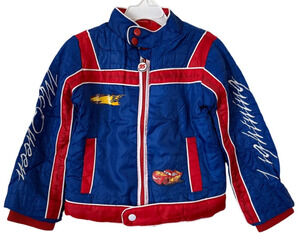 Lightning Mcqueen Disney Fleece Lined Bomber Light Puffer Jacket Zip Size 3 NEW